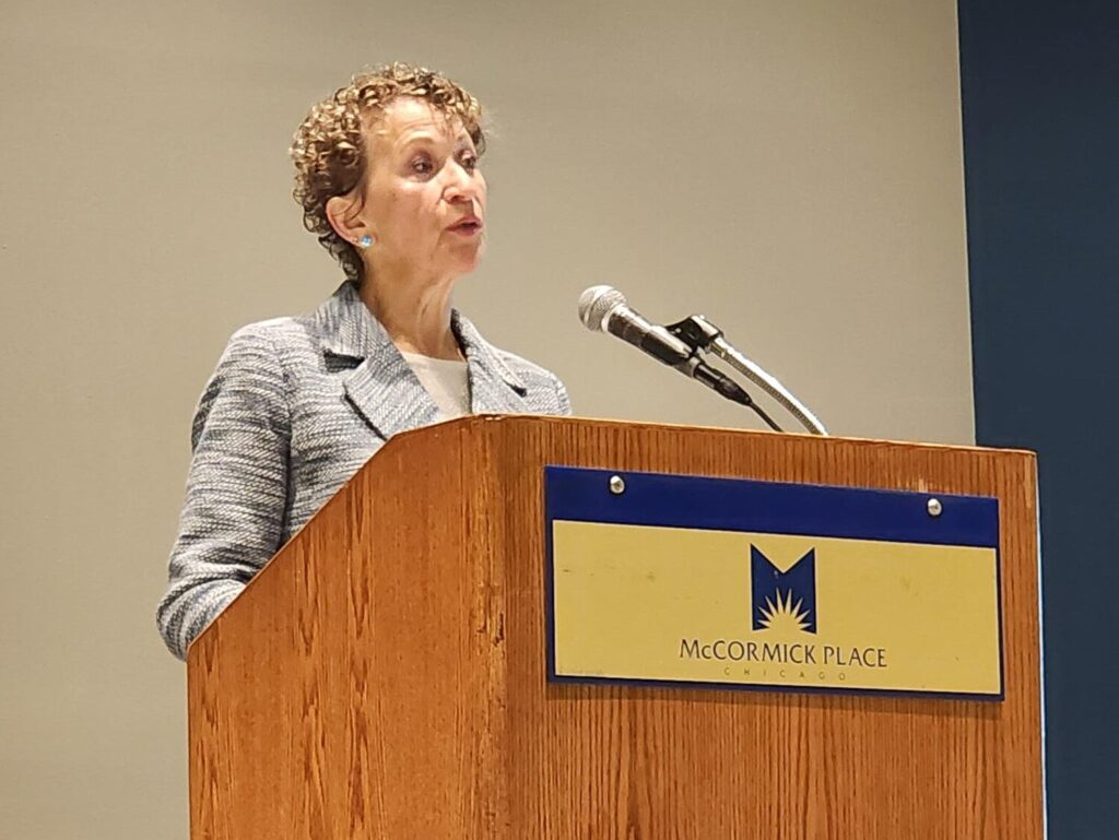 Catherine Caldicott speaking at the CLEAR 2025 Annual Educational Conference in Chicago